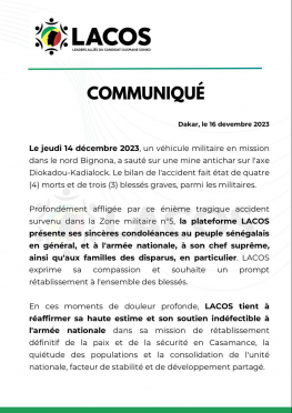 Sénégal : 4 soldats tués dans l'explosion d'une mine antichar en Casamance